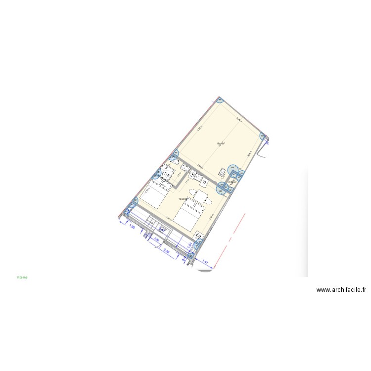 garage 4. Plan de 4 pièces et 44 m2