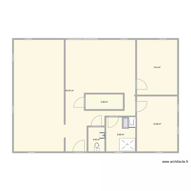 cours 1. Plan de 6 pièces et 110 m²