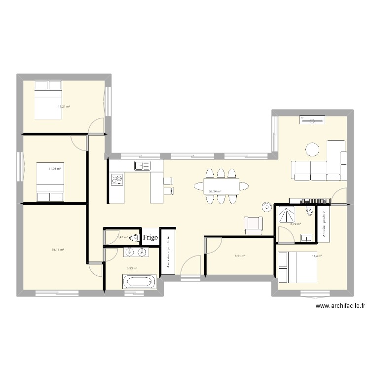 maison 2. Plan de 9 pièces et 125 m2