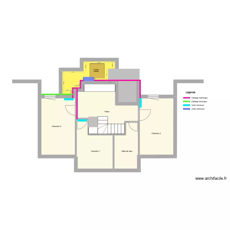 &eacute;tage. Plan de 4  et 62 m²