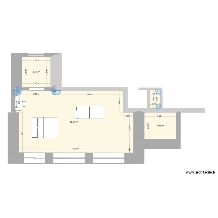 Extension 2. Plan de 4 pièces et 51 m2