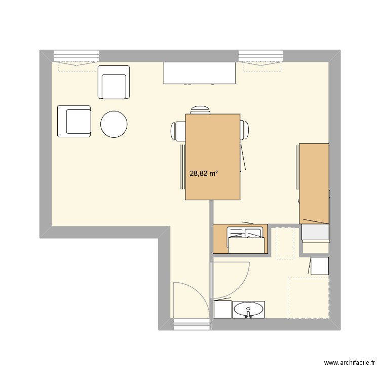 appart mathieu. Plan de 1 pièce et 29 m2