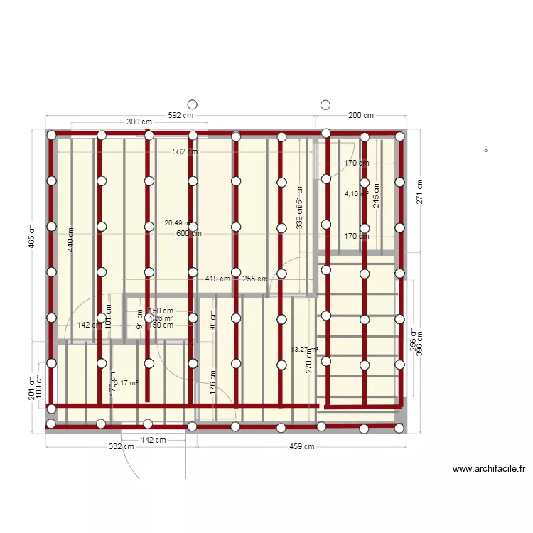 champere  structure pilotis. Plan de 