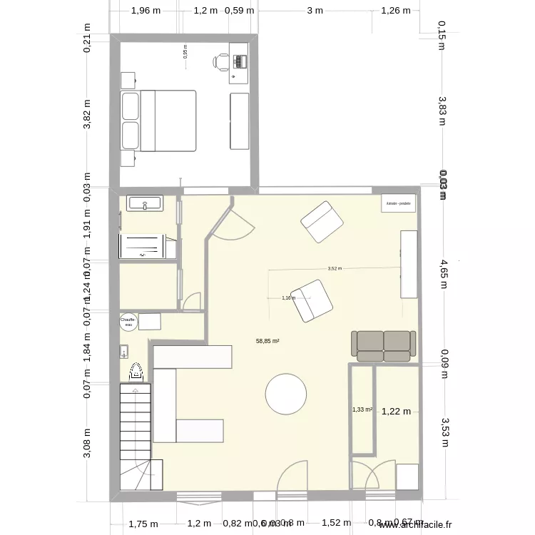 chatel avec nouvelle salle a manger 2. Plan de 2 Pièces et 60 m² chatel avec nouvelle salle a manger 2. Plan de 2 Pièces et 60 m²