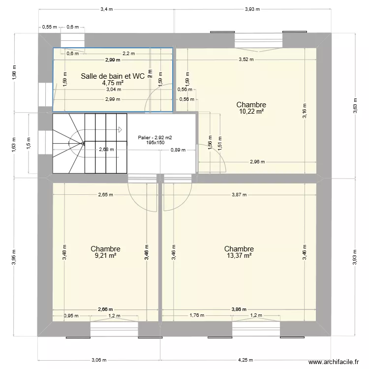 Mesure 1er &eacute;tage. Plan de 