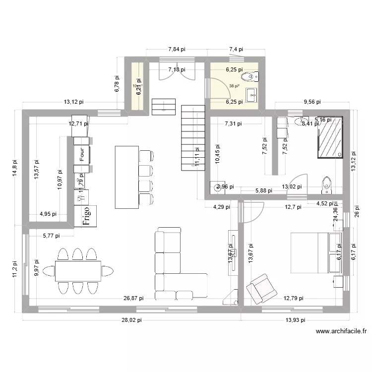 Rez de chausse 1. Plan de 2  et 4 m²