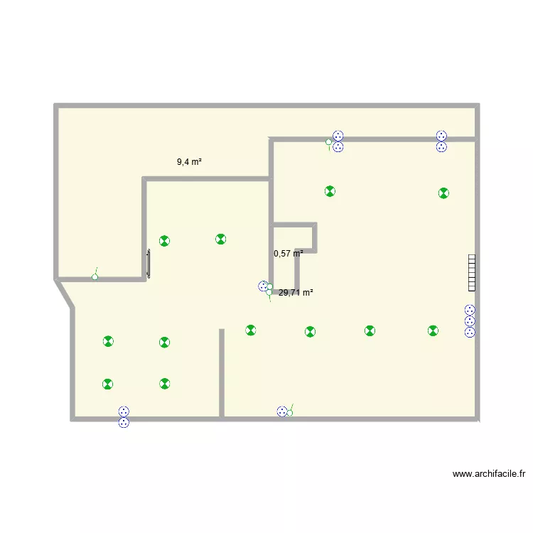 Combles - elec lumi&egrave;res. Plan de 3  et 40 m²