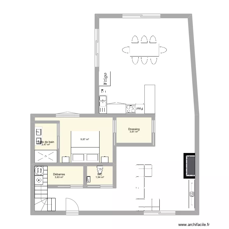 Maison 2. Plan de 5  et 23 m²
