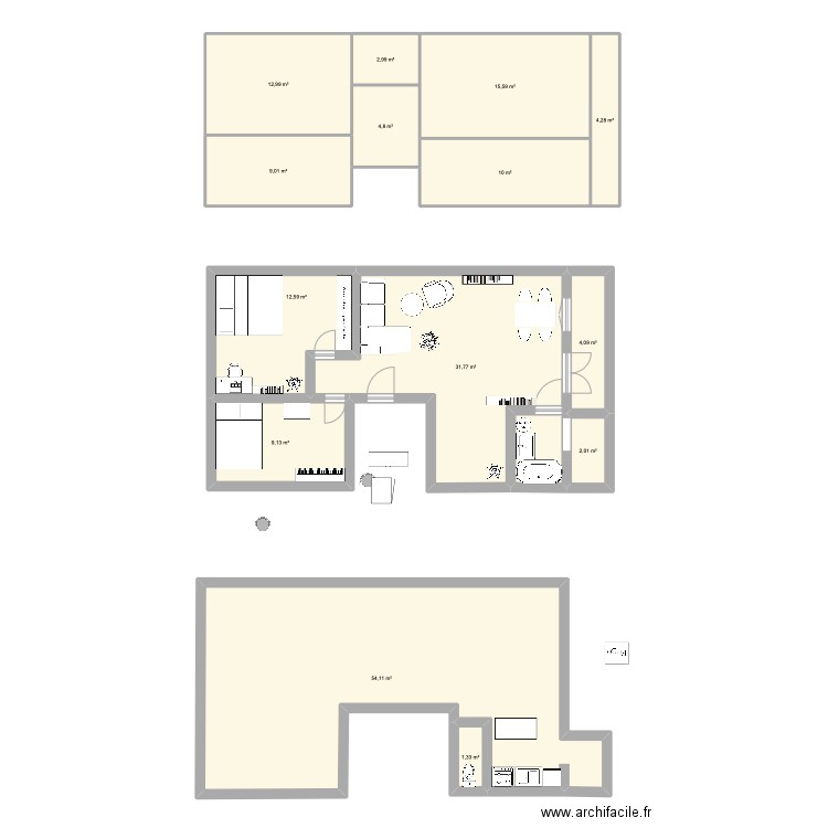 Appart. Plan de 14 pièces et 175 m2