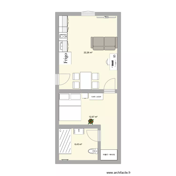 APT MEL. Plan de 3  et 41 m²