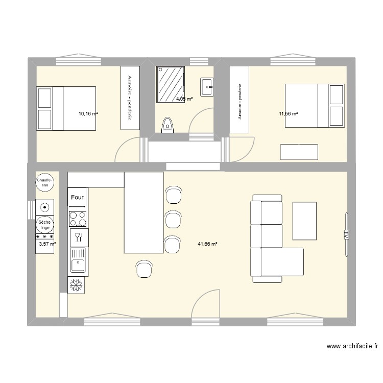 PLAN 1 RENEE. Plan de 5 pièces et 71 m2