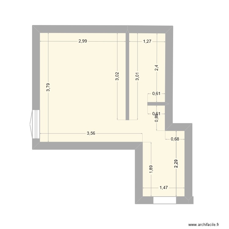 Madeleine. Plan de 1 pièce et 19 m2