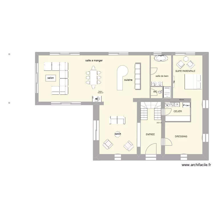 plan Maison MONIKA/ ATAF. Plan de 3  et 173 m²