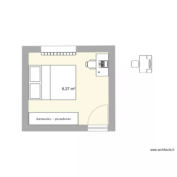 Chambre Thimote. Plan de 1 et 9 m² Chambre Thimote. Plan de 1 et 9 m²