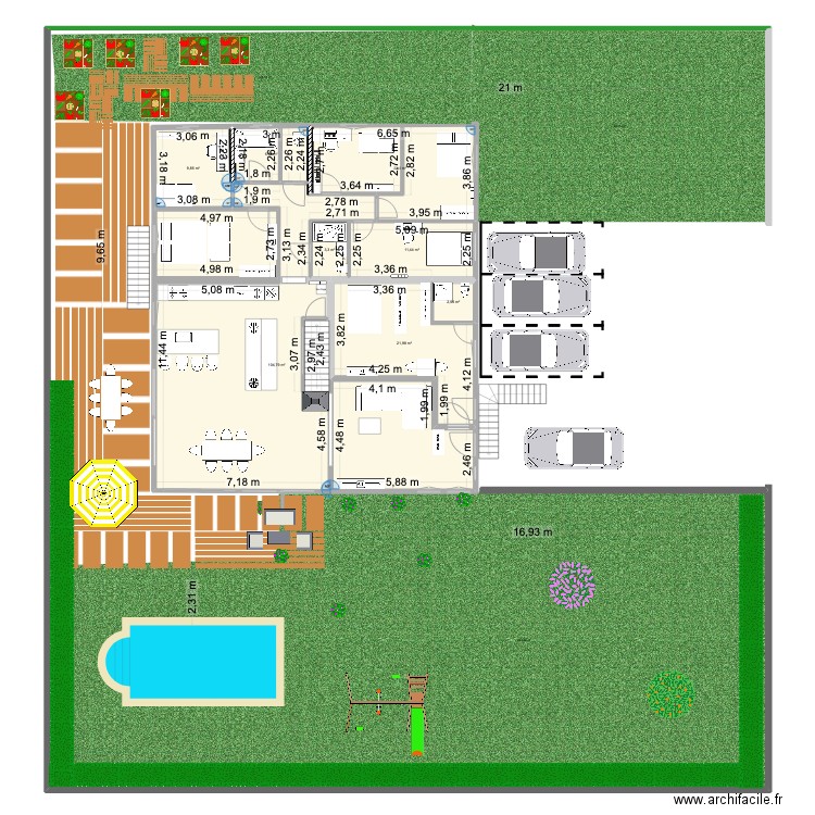plan hésingue  version double porte d'entrée Nord. Plan de 8 pièces et 182 m2