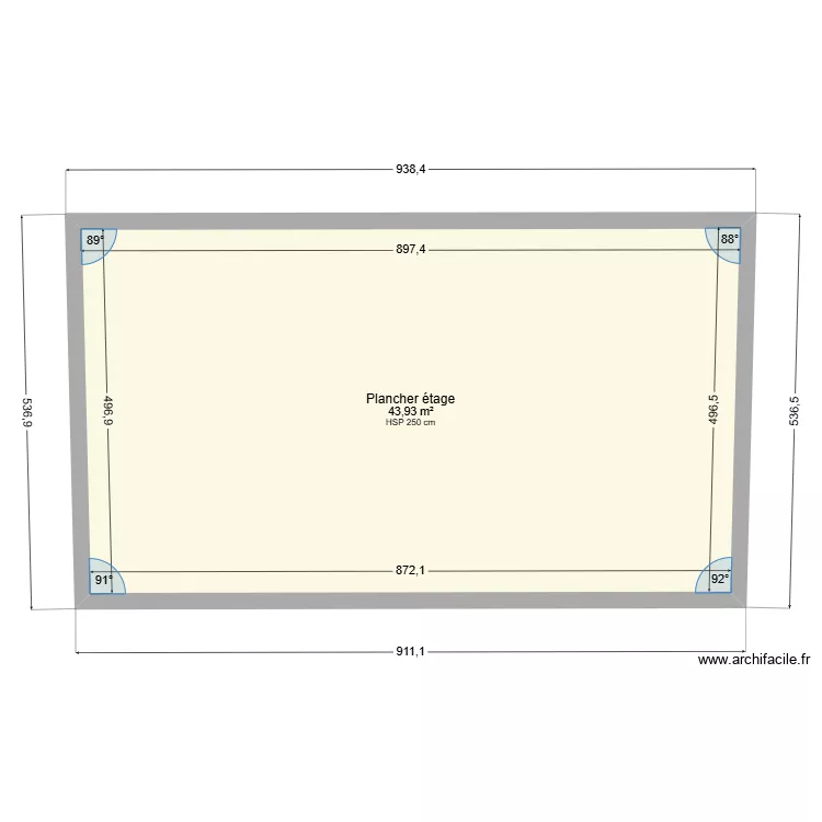 Plancher étage. Plan de 1 et 44 m² Plancher étage. Plan de 1 et 44 m²