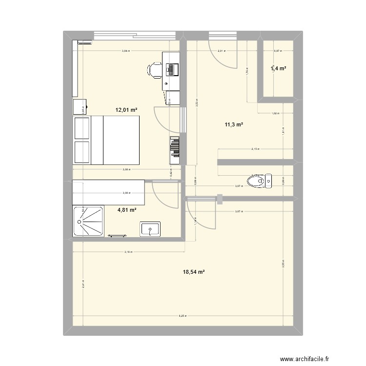 Aménagement garage bonnes mesures. Plan de 5 pièces et 48 m2