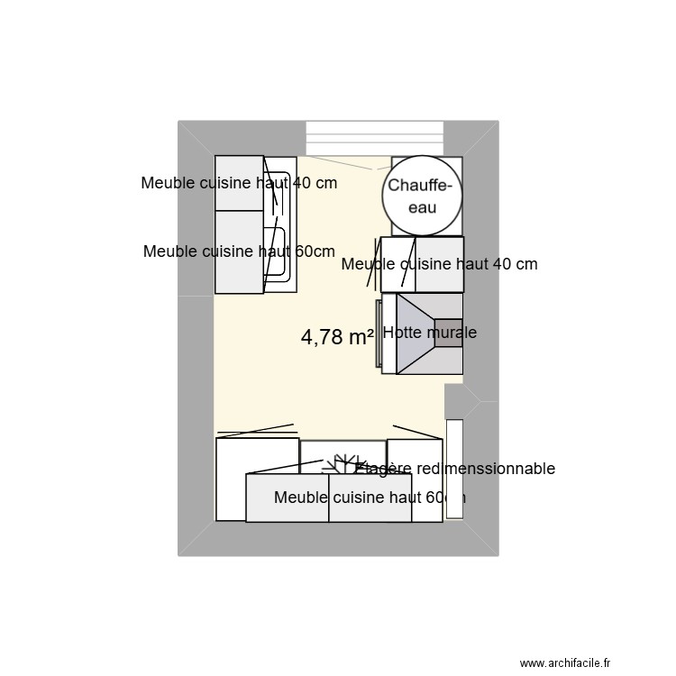 cuisine 2. Plan de 1 pièce et 5 m2
