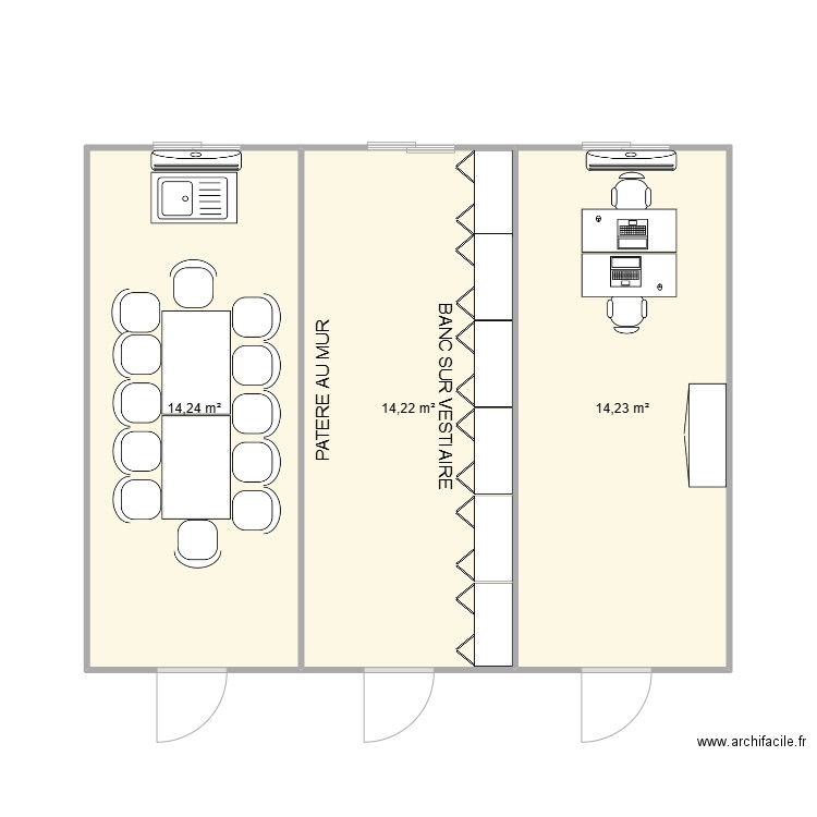 EIFFAGE CHANTIER CEGELOG LYON 7. Plan de 3 pièces et 43 m2