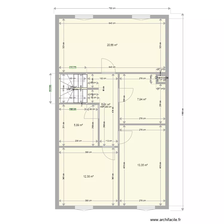 Proto 1 etage 2026. Plan de 8 Pièces et 69 m² Proto 1 etage 2026. Plan de 8 Pièces et 69 m²