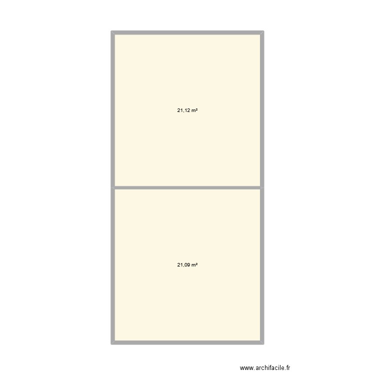 Plan haut 2. Plan de 2 pièces et 42 m2