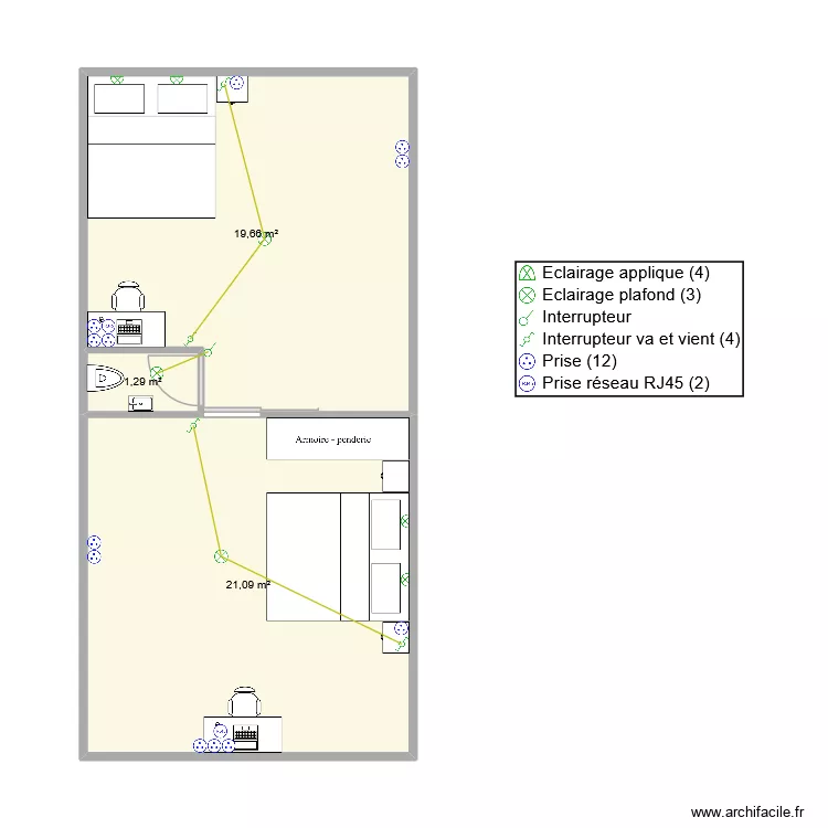 Plan haut 2. Plan de 3  et 42 m²