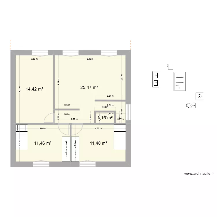 Erasme_v5. Plan de 7  et 129 m²
