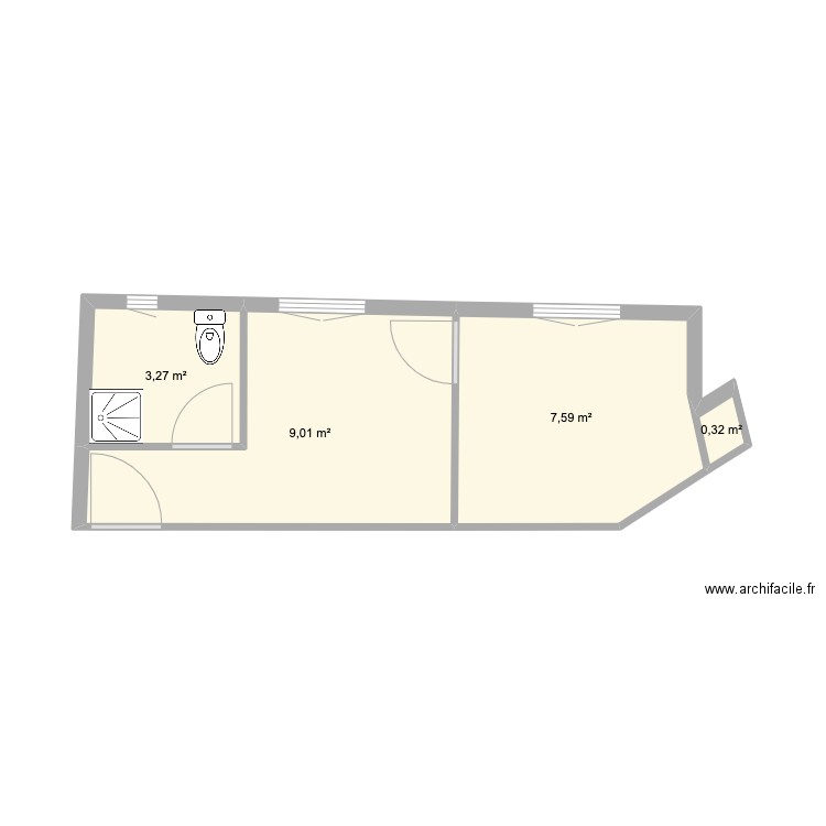 AL MONTESQUIEU EXISTANT. Plan de 4 pièces et 20 m2