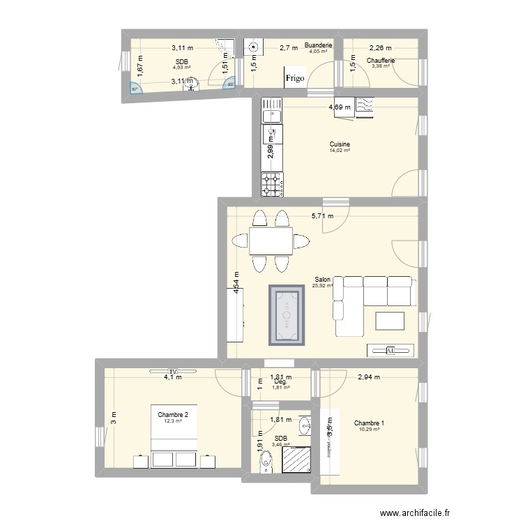 Maison FLO. Plan de 9 pièces et 80 m2