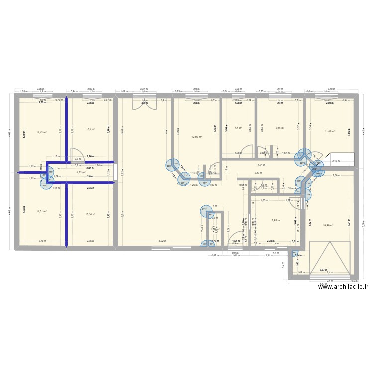 nouvelle implantation. Plan de 14 pièces et 172 m2