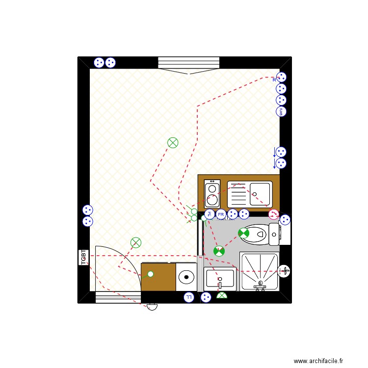 AMBROISE ZIADE  PROJET. Plan de 2 pièces et 13 m2