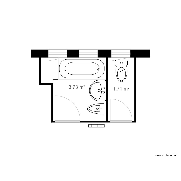 ROULE. Plan de 2 pièces et 5 m2