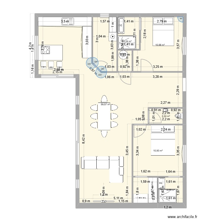 RODIER MAISON. Plan de 6 pièces et 90 m2