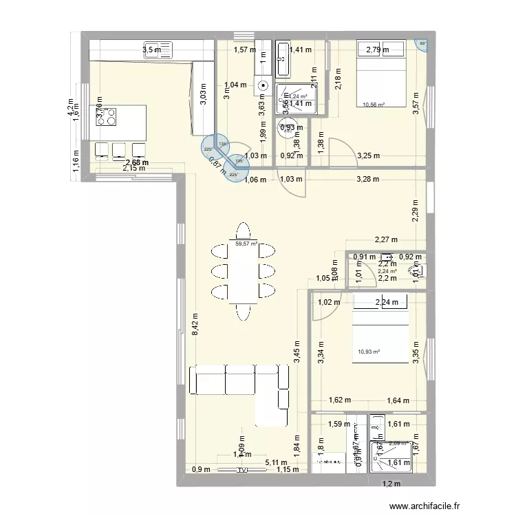 RODIER MAISON. Plan de 6 pièces et 90 m²