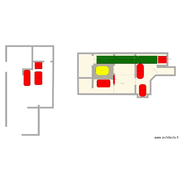 Cabinet - Idée 3. Plan de 1 pièce et 84 m2