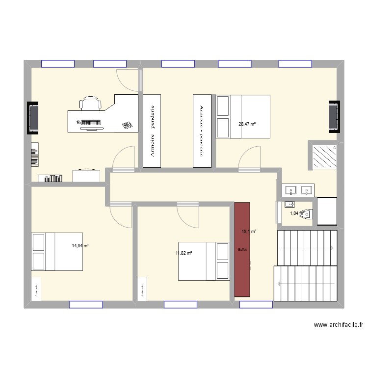 R+2 JOINVILLE. Plan de 6 pièces et 90 m2