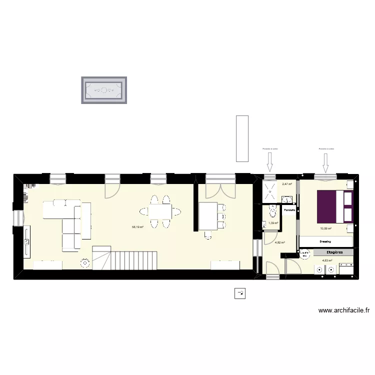 Balansun RDC.1. Plan de 13  et 170 m²
