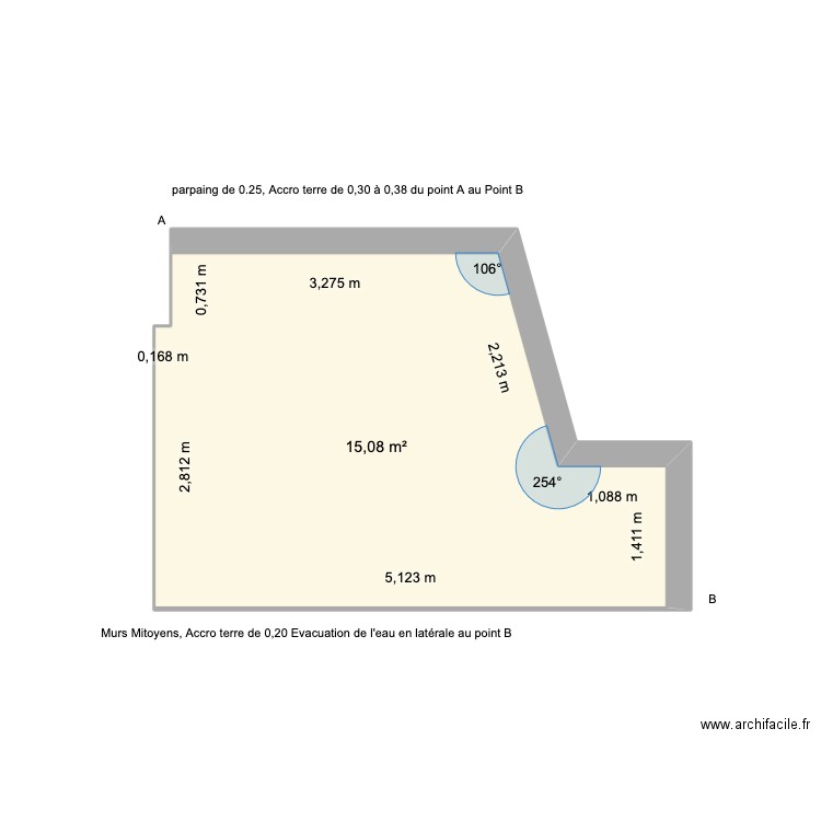 EPDM. Plan de 1 pièce et 15 m2