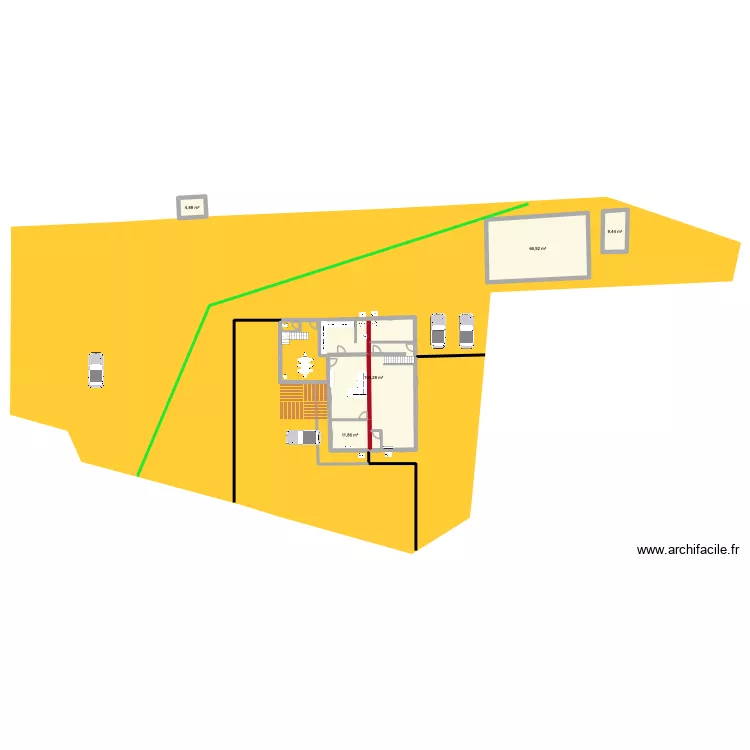 Pinson 5. Plan de 13  et 316 m²