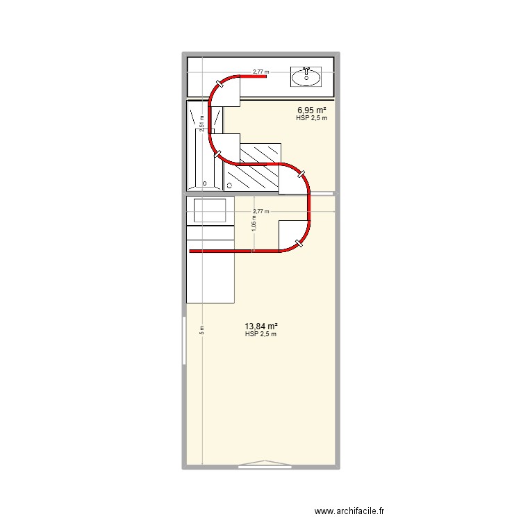 SAGET 33 SANS AIGUILLAGE. Plan de 2 pièces et 21 m2