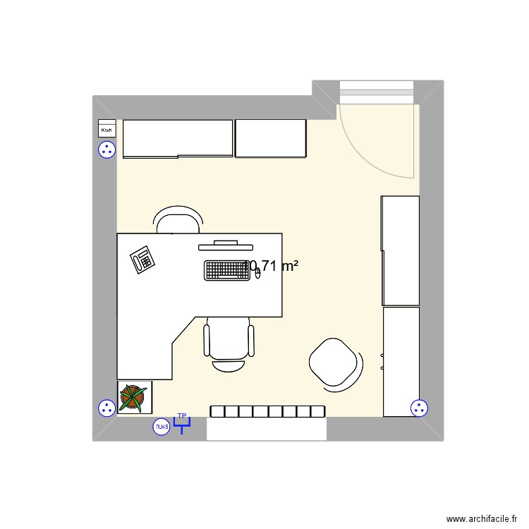 salle café. Plan de 1 pièce et 11 m2