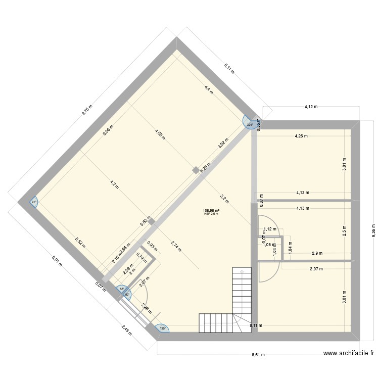 Arnou 1. Plan de 1 pièce et 109 m2
