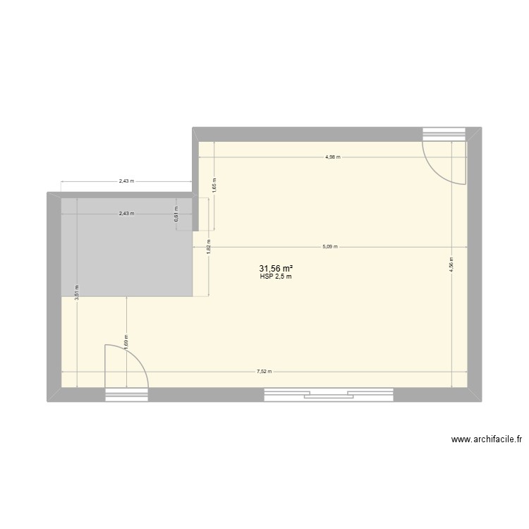 Cuisine/Sejour. Plan de 1 pièce et 32 m2