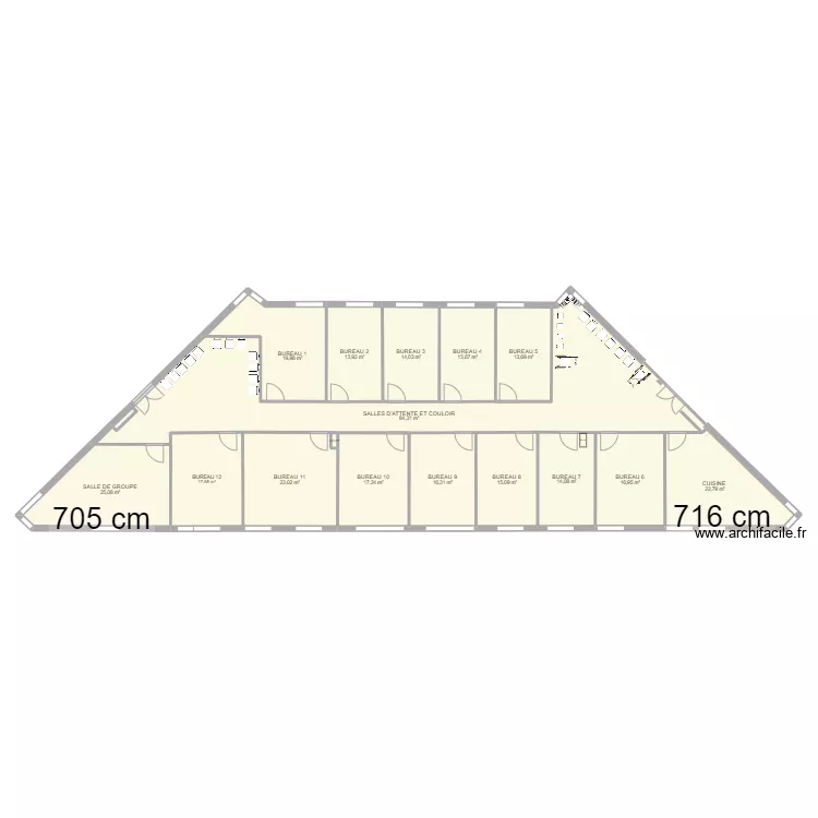 Jouy RDC 361 Bureaux avec salle de groupe et 2 salle d'attenteV0904. Plan de 