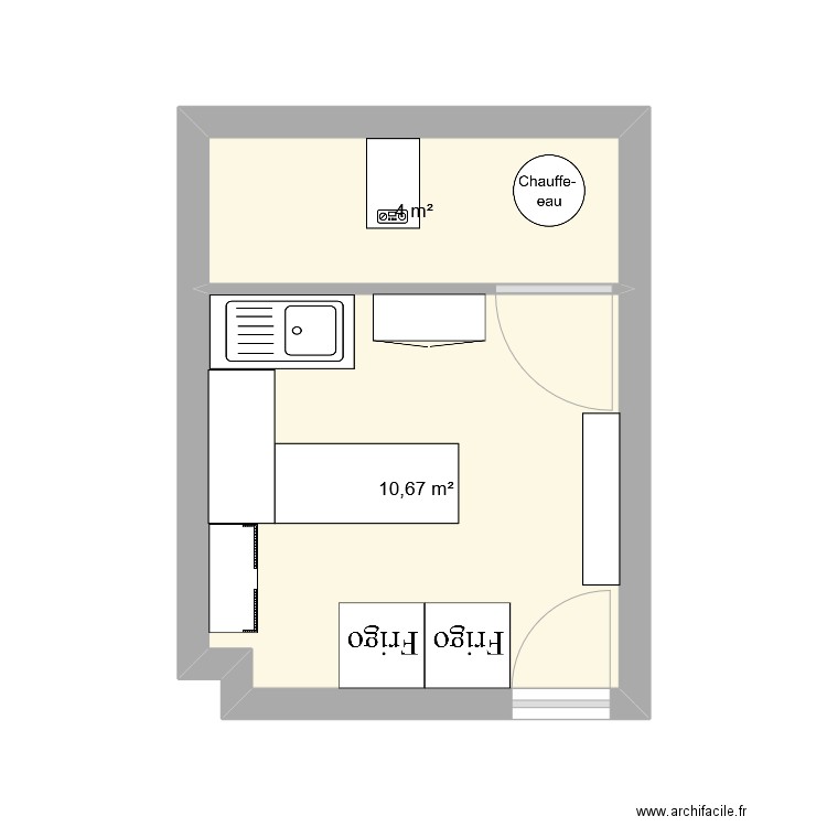 labo +chaufferie. Plan de 2 pièces et 15 m2
