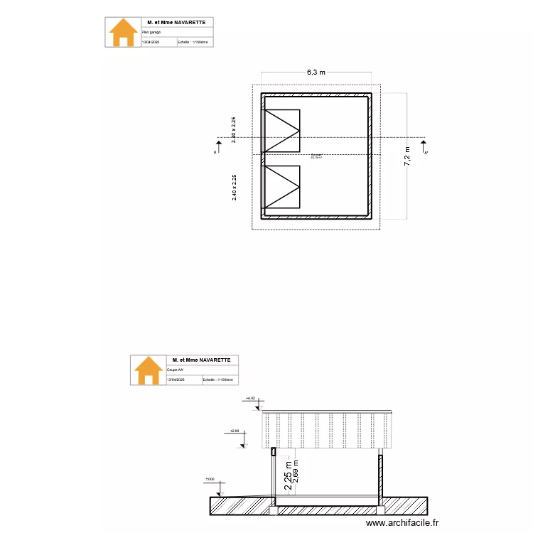 Garage NAVARETTI. Plan de 1  et 40 m²