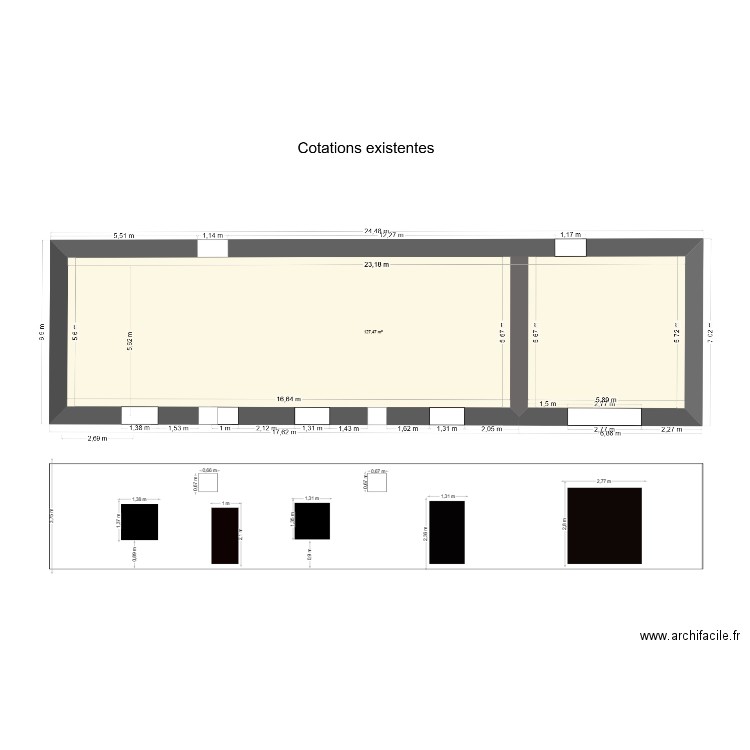 Plan de l'existant. Plan de 0 pièce et 0 m2