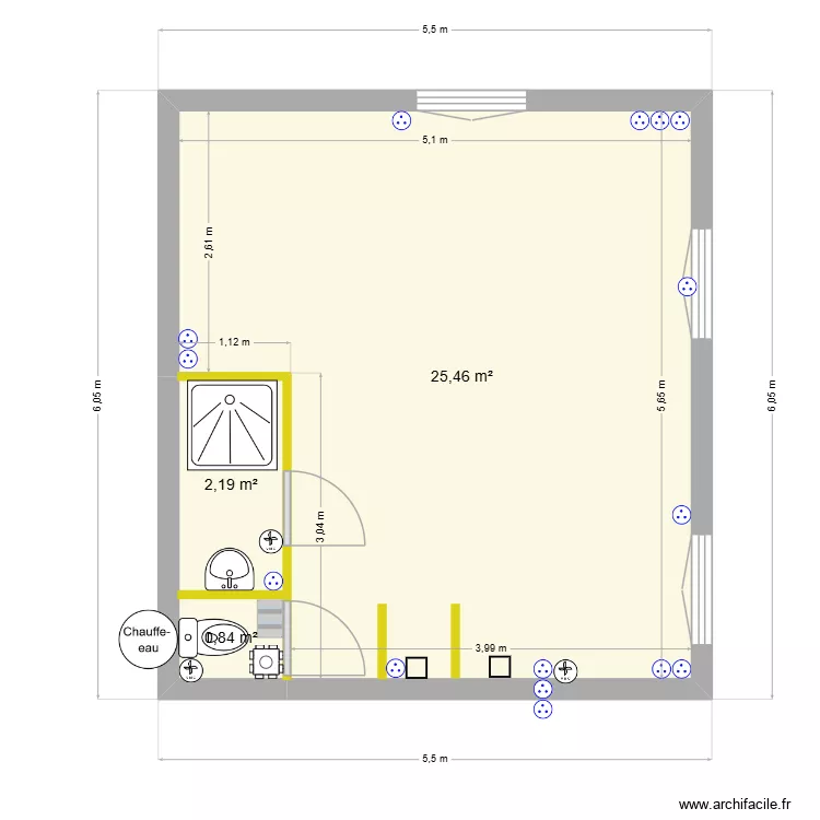 essai. Plan de 3  et 29 m²