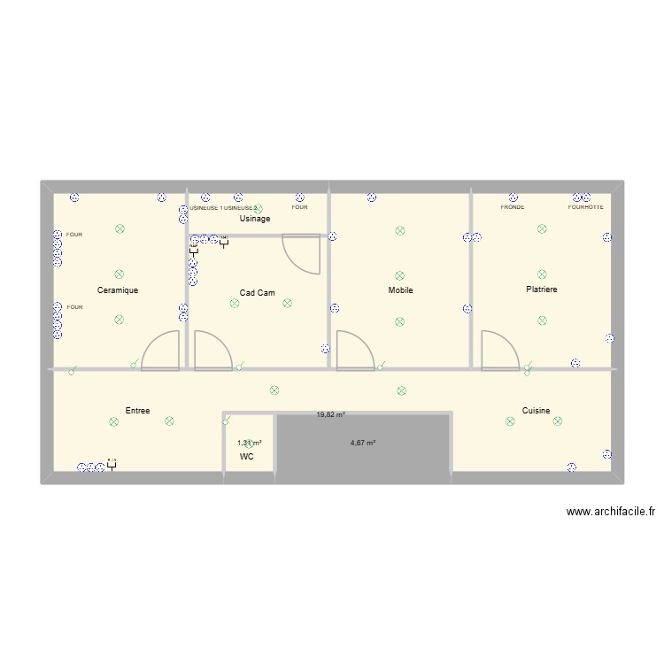 Ristori. Plan de 6 pièces et 70 m2