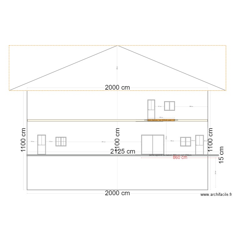 facade. Plan de 0 pièce et 0 m2